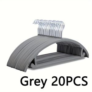 TEMU 20개 세트의 비닐 소재 옷걸이, 벨벳 소재로 미끄럼 방지 기능이 있는 튼튼한 코트용 옷걸이, 옷장, 욕실, 침실 소품 보관용, 가정 및 기숙사용, 소매 의류 전시용 옷걸이