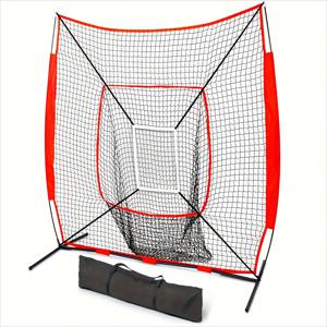 TEMU 7피트 x 7피트 야구 및 소프트볼 연습용 타격 및 투구 네트, 보우 프레임, 휴대용 가방 및 타격 영역, 모든 수준에 적합