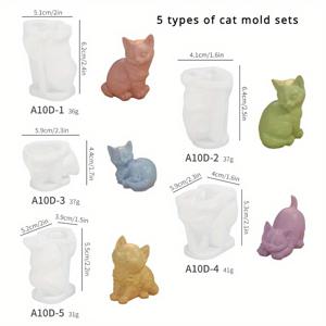 TEMU 5-피스 실리콘 고양이 캔들 몰드 세트 DIY 석고 아로마 스톤 및 향초 제작