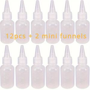 TEMU 12개/24개 플라스틱 스퀴즈 병, 측정 1oz 미니 깔때기가 있는 빈 병, 아트 크래프트 장식용품, 크래프트 로션 파티 용품