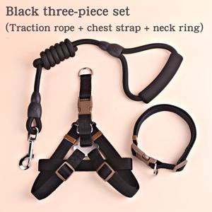 TEMU 중형 및 소형 강아지 시바견 테디견용 조절 가능한 조끼 가슴 스트랩 목걸이 산책용 로프 3피스 세트|강아지옷