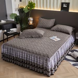 TEMU 3pcs 레이스 침대 스커트 세트: 1개 침대 스커트 + 2개 베갯잉 (베개솜 미포함), 고급스러운 두꺼운 보온 방지 매트리스 커버, 연한 베이지색 부드럽고 통기성 좋은 접이식 침대 스커트. 침실, 게스트룸, 호텔, 기숙사, 홈 데코용, 저자극성, 세탁 가능, 주름 방지, 변색 방지, 사계절 사용, 쉬운 설치 및 관리|접이식침대