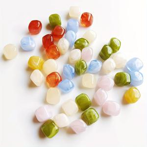 TEMU 50개 혼합 색상 모조 옥 비즈 팩 - DIY 주얼리 만들기용 아크릴 불규칙 비즈, 목걸이 팔찌 귀걸이 공예용 재료, 광택 마감 비즈, 매끄러운 표면