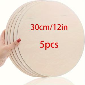 TEMU 5개, 12인치 나무 원형 공예품, 빈 나무 원, DIY 나무 블랭크, 문 간판, 그림, 부활절 어머니의 날 공예품, 집 장식, 할로윈