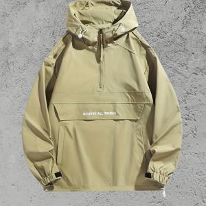 TEMU 남성용 캐주얼 오렌지 후드티, 