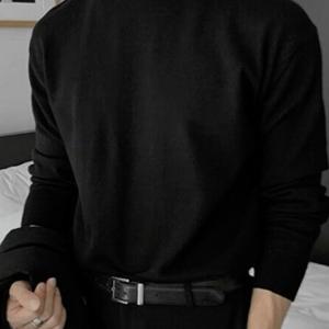 TEMU 남성 캐주얼 하이넥 스웨터 - 단색, 슬림핏, 긴팔, 니트 원단, 신축성있는, 가을/겨울 시즌