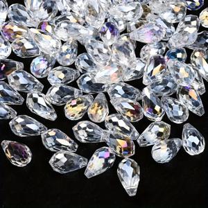 TEMU 90개 PHOLOUMIE 유리 물방울 비즈, 5/6/8mm 투명 AB 색상, 다면체 느슨한 스페이서 비즈 DIY 보석 만들기, 팔찌, 목걸이, 수공예 액세서리