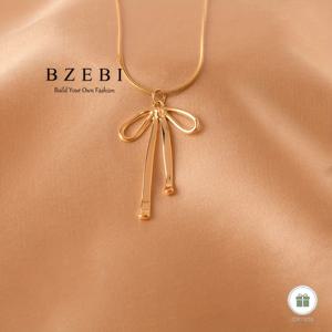 TEMU 여성을 위한 BZEBI 우아한 리본 목걸이 - 골든톤 AAAAA 알레르기 방지 주얼리, 16