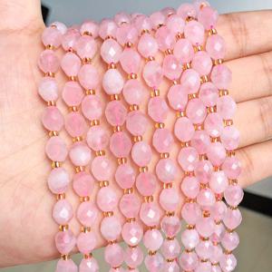 TEMU 8x7mm AAA 천연 마다가스카르 장미 비즈 - 금색 캡이 달린 타원형 핑크 스페이서 비즈, 주얼리 만들기용 DIY 팔찌 & 목걸이 공예 재료