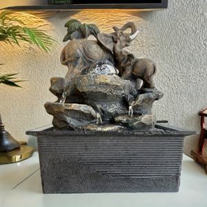 TEMU 1개 코끼리 실내 분수 워터 피처 - 자가 순환 저전압 (반려동물용) 레진 폭포 & 스파 분수, 홈/오피스 장식용 천연 가습기, 크리스마스/할로윈/추수감사절 선물 (간편 플러그인 설치)