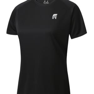 TEMU 필라롤라 여성용 퀵드라이 애슬레틱 티셔츠 - 옐로우 로고, 반팔 라운드넥 논스트레치 수영 & 탑, 수영, 서핑, 헬스용 - 여름 아웃도어 액티브웨어 (세탁기 사용 가능)