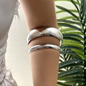 TEMU 2pcs 여성용 패션 팔찌 세트, 곡선 패션 액세서리, 닫힌 입 평면 반지, 넓은 얼굴 다층 간단한 팔찌 세트