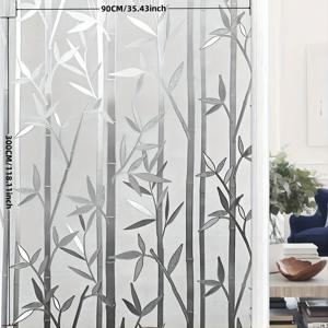 TEMU 1pc Frosted Bamboo 개인 정보 필름 - UV 방지, 쉽게 제거할 수 있는, 정적 클링 창 스티커, 가정 및 사무실, 낮과 밤 개인 정보, 빛 필터링 디자인, 사무실 창 트리트먼트 | Frosted 디자인 | PVC 재질, 창 개인 정보 필름