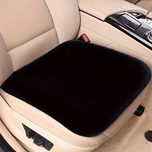 TEMU 고급 플러시 겨울용 자동차 시트 쿠션 - 두꺼운, 따뜻한, 부드러운 사각 패드, 앞좌석용, 맞춤형, 세척 용이, 연회색