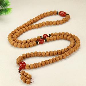 TEMU 108개의 천연 소형 루드락샤 묵주, 아가트 펜던트가 달린 남성용 스타일 목걸이, 영적인 선물을 위한 나무 말라 팔찌.