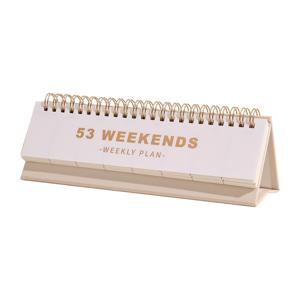 TEMU 1pc 53 주말 책상 플립 캘린더 - 사무실, 학교, 집용 종이 주간 계획서 - 간단한 단색 디자인, 장거리 할 일 목록 및 노트, 교실 장식, 영어, 배터리 필요 없음|캘린더