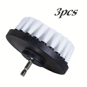 TEMU 3개/7개 드릴 스크럽 브러시 세트, 4인치 화이트 브러시, 퀵 릴리스 액슬, 전원 스크러버 콤보, 자동차, 보트, 시트, 카펫, 가구, 샤워 도어, 주방 및 욕실 청소, 재사용 가능한 플라스틱 소재, 중간 단단함, 전기 불필요