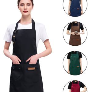 TEMU 고급 주방 캔버스 앞치마, 조절 가능한 어깨끈이 있는 작업복, 대형 포켓 2개와 소형 포켓 1개 포함, 남녀 공용, 요리사, 정원 가꾸기, 바비큐, 카페, 미용 및 매니큐어에 적합