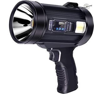 TEMU HeeyKeey 초고휘도 핸드헬드 스탠드 포함 - 4500mAh 충전식 헤비듀티 서치라이트, USB/태양광 충전, 6-in-1 조명 모드, 3색 렌즈(빨강/흰색/녹색), 그립 및 원터치 조작, 사냥, 캠핑, 비상 상황, 대비 - USB-C 기기 호환