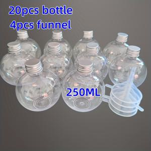 TEMU 10/20 250ml 구형 플라스틱 병, 음료 원형 모래 예술 병용, 깔때기 모양 투명 크리스마스 칵테일 장식 공, 웨딩 파티 공예 사탕 250ml 플라스틱 병, 웨딩 장식, 파티 용품