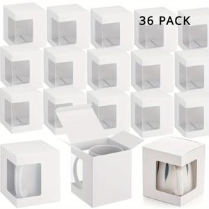 TEMU 선물용 승화 머그컵 36팩, 창문이 있는 커피 머그컵 상자, 빈 승화 11oz, 12oz, 15oz, 컵케이크 상자 크리스마스 장식 상자를 위한 포장 상자 선물