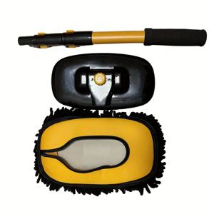 TEMU 조절 가능한 긴 손잡이 자동차 세차 브러시 - 곡선형 폴이 있는 초미세 마이크로화이버 모프로 효율적이고 스크래치 없는 청소, 스퀴지 및 보관 가방 포함, 자동차 디테일링에 이상적