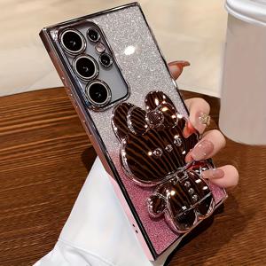 TEMU 귀여운 스파클링 고급 휴대폰 케이스, 숨은 토끼 메이크업 거울 스탠드, 초박형 충격 방지 배터리 보호 커버, 삼성 A35/A53/A54/A55/S22/S23/S24/S25 플러스/S24 울트라/S24 FE 모델에 적합, 부활절, 데이, 생일 선물에 완벽합니다.|S22케이스