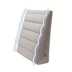 TEMU 1pc 회색 풍선 웨지 베개, 부드러운 PVC 플로크 소재, 어깨, 다리, 머리, 목, 손, 허리 지지용 에르고노믹 삼각형 몸체 쿠션, 물건 가방 및 수동 풍선 펌프 포함, 여행, 캠핑, 가정용 편안함, 어머니의 날 선물, 캠핑 액세서리
