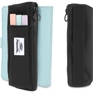 TEMU 슬림 그레이 펜 홀더 지퍼 & 조절 가능한 탄성 밴드 - 노트북, 하드커버 저널, 책용 컴팩트 필통 케이스 - 내구성 있는 원단, 2.5-7.5인치 펜 사이즈, 학교 용품, 저널 쓰기, 디자인, 견고한 구조, 사무직 종사자