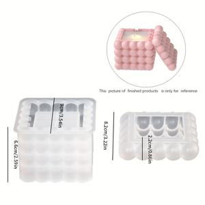 TEMU 2pcs/set 3D 버블 큐브 실리콘 촛불 모양, 큐브 볼 레진 플라스터 시멘트 캐스팅 모양, 촛불 만들기, 꽃병 만들기, DIY 수제 예술 공예, 가정 장식, 추수 감사절에 완벽합니다.