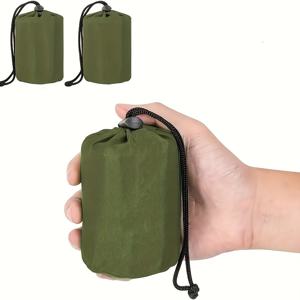 TEMU 2 팩 따뜻한 침낭, 가벼운 열 반사 PE 알루미늄 호일 생존 가방, 휴대용 야외 캠핑 하이킹 장비, 반사성 보온, 내구성 및 재사용 가능