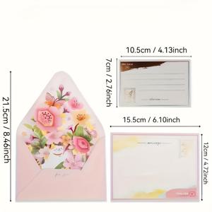 TEMU 3pcs 꽃 3D 팝업 인사 카드와 봉투 - 생일, 감사, 크리스마스 및 새해를 위한 우아한 손수 만든 꽃束 - 특별한 기회를 위한 독특하고 세련된 놀라운 꽃 카드