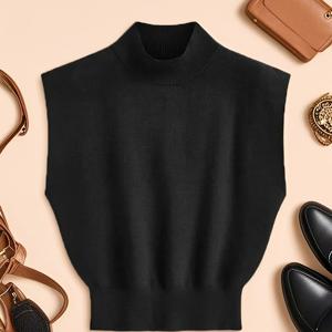 TEMU 여성용 우아한 블랙 터틀넥 탑 - 부드러운 반팔 래글런 풀오버, X-실루엣 단색 셔츠 봄 여름 가을용, 캐주얼에서 포멀웨어까지 다재다능, 계절 패션, 하이넥 풀오버, 편안한 패션, 통기성 소재, 스타일리시 여성복
