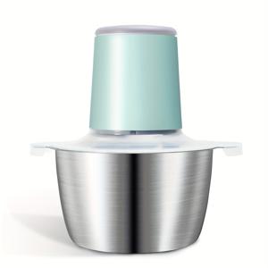 TEMU 2L 스테인리스 스틸 전기 식품 가공기, 8컵, 이중 블레이드, USB 충전식 리튬 배터리, 고기 분쇄기 및 채소 다지기 포함, 주방용 블렌더, 야채, 양파, 마늘, 샐러드, 과일, 견과류|야채다지기