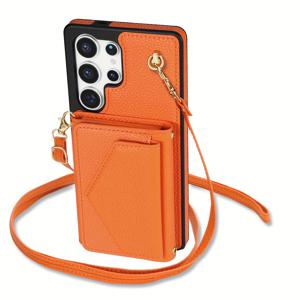 TEMU 삼성 갤럭시 S25, S24, S23 울트라, 플러스 FE용 크로스바디 지갑 디자인을 갖춘 인조 가죽 휴대폰 케이스; 남편에게 완벽한 선물입니다.|폰케이스|지갑|파우치