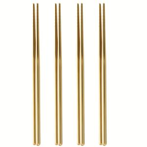 TEMU 4 쌍의 반사식 젓가락 세트, 미끄럼 방지 한국식 스시 젓가락, 중국 스테인레스 스틸 젓가락, 주방, 결혼식, 축제, 레스토랑, 호텔, 선물에 적합