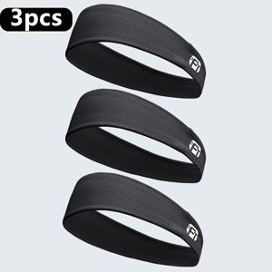 TEMU 3pcs DEFATU·S 아이스 실크 섬유 스포츠 헤드밴드 - 통기성 땀 흡수 탄력 있는 남녀 공용, 3가지 색상 (라이트 베이지/그레이/블랙) - 체육관, 러닝, 아웃도어 & 캐주얼 사용|머리띠