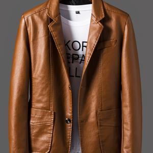 TEMU 남성용 슬림핏 캐주얼 패션 - 마룬 PU 가죽 재킷 포켓 포함, 단추 앞면, 긴 소매, 캐주얼 의상에 완벽한 폴리에스터 섬유 코트