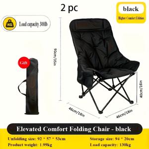 TEMU 2-4pcs 야외 접이식 의자, 넓고 두꺼운, 쿠션으로 휴대가 편리한 고등식 높은 등받이 달력 의자, 스테인레스 스틸 프레임, 휴대용 및 접이식, 캠핑, 낚시, 야외 바베큐 및 피크닉에 적합, 성인용 크기, 야외 전용|캠핑의자|좌식의자|접이식의자