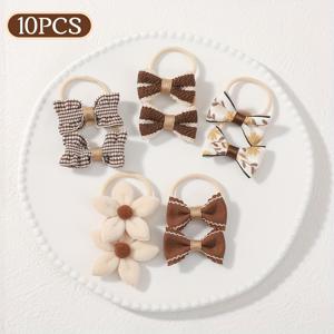 TEMU 10개입 소녀용 헤어 타이 - 부드럽고 민감한 두피에 안전한 고탄력 프린트 머리끈, 일상 및 특별한 날 스타일링용 - 생일 파티 선물 (10개 세트), 유쾌한 어린이 헤어 액세서리