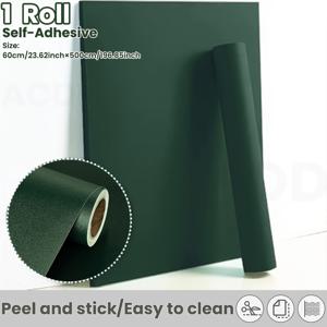 TEMU 자체 접착 매트 그린 벽지 롤, 벗겨서 붙이기, 두꺼운 비투명 바닥, 빠른 커버링 리노베이션, 탈부착 가능, 캐비닛/벽/주방/거실/침실용, 폭 선택 가능 15.74인치/23.62인치
