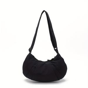 TEMU 1개 2025 플리츠 플러피 만두백, 중성 일본식 단색 심플 요가 백, 가볍고 대용량 완두콩 백, 대용량 겨드랑이 백, 아웃도어 숄더백, 크로스바디 백