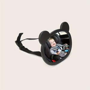 TEMU 블랙 아크릴 청소년용 자동차 미러 - 어린이 안전 시트 관찰 미러, 평평한 렌즈, 전면 뷰, 쉬운 설치, 내구성 있는 PMMA 소재, 어린이 안전 시트 액세서리 | 세련된 | 클리어 뷰잉 앵글