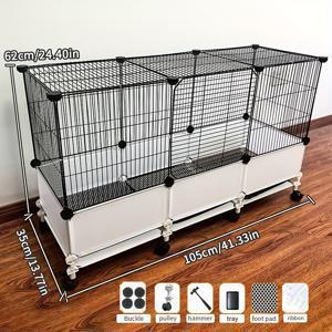 TEMU 대형 멀티레벨 소동물 케이지 - 풀아웃 트레이 & 경사로, 헤비듀티 블랙 프레임, 넓은 인클로저 디자인, 탈출 방지, 쉬운 조립, 내식성 모던 케이지 (토끼, 기니피그, 친칠라, 오리, 닭용) - 가정용으로 이상적, 내구성 & 쉬운 청소, 페럿 케이지,토끼 우리,메추리 우리,케이지 라핀,케이지 어 라판