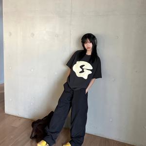 TEMU 마리·코코 여성용 레트로 하이웨이스트 카고 팬츠 - 버튼 클로저가 있는 블랙 퀵드라이 와이드 레그 캐주얼 바지, 사계절 편안한 착용감, 릴랙스 핏 바지, 내구성 있는 원단|냉장고바지|빈티지|바지