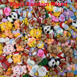 TEMU 30개 혼합 색상 레진 3D 플랫백 피규어 - 환상의 동물, 산타 모자 & 하트가 있는 판타지 테마 공예 장식품, 스크랩북용 DIY 헤어 액세서리 및 카드 만들기, 홈 데코, 미니 크리스마스 피규어, 재미있는 디자인, 섬세한 제작 기술, 생동감 넘치는 장식