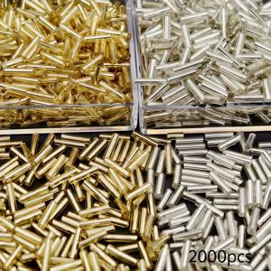 TEMU 2000개/1000개 골드 및 실버 긴 튜브 유리 비즈 패션 스페이서 비즈, 2x6mm DIY 목걸이와 팔찌용, 가족과 친구를 위한 보석 만들기 재료 선물
