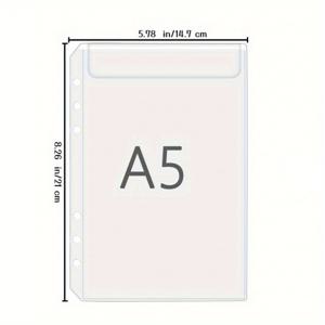 TEMU 12개 PVC 바인더 포켓 A6 A5 크기 6 개 구멍 바인더 포켓 폴더, 6 링 노트북 바인더, 서류, 청구서, 현금 카드, 학교로 돌아가기용 투명velopes