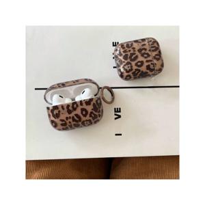 TEMU 가을과 겨울 반투명 갈색 프린트 이어폰 케이스 + 걸이 링 애플용 AirPodsPro2 케이스/for AirPodsPro 케이스/for AirPods4 케이스/for AirPods3 케이스/for AirPods2 케이스