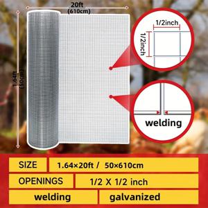 TEMU 1롤 1/2인치 아연도금 금속 치킨 와이어 롤 - 닭장, 정원 울타리, 토끼 우리 및 소동물용 격납을 위한 내구성 있는 방청 철망 - 튼튼한 야외 보안 장벽